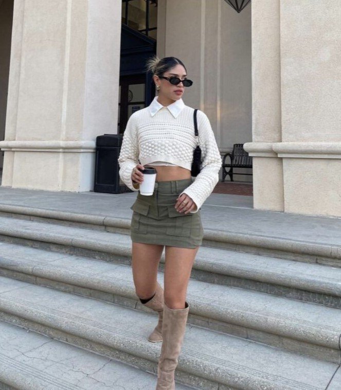 Cream Crop Sweater Mini