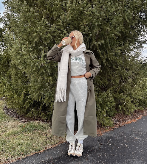 Grey Sweats Olive Coat