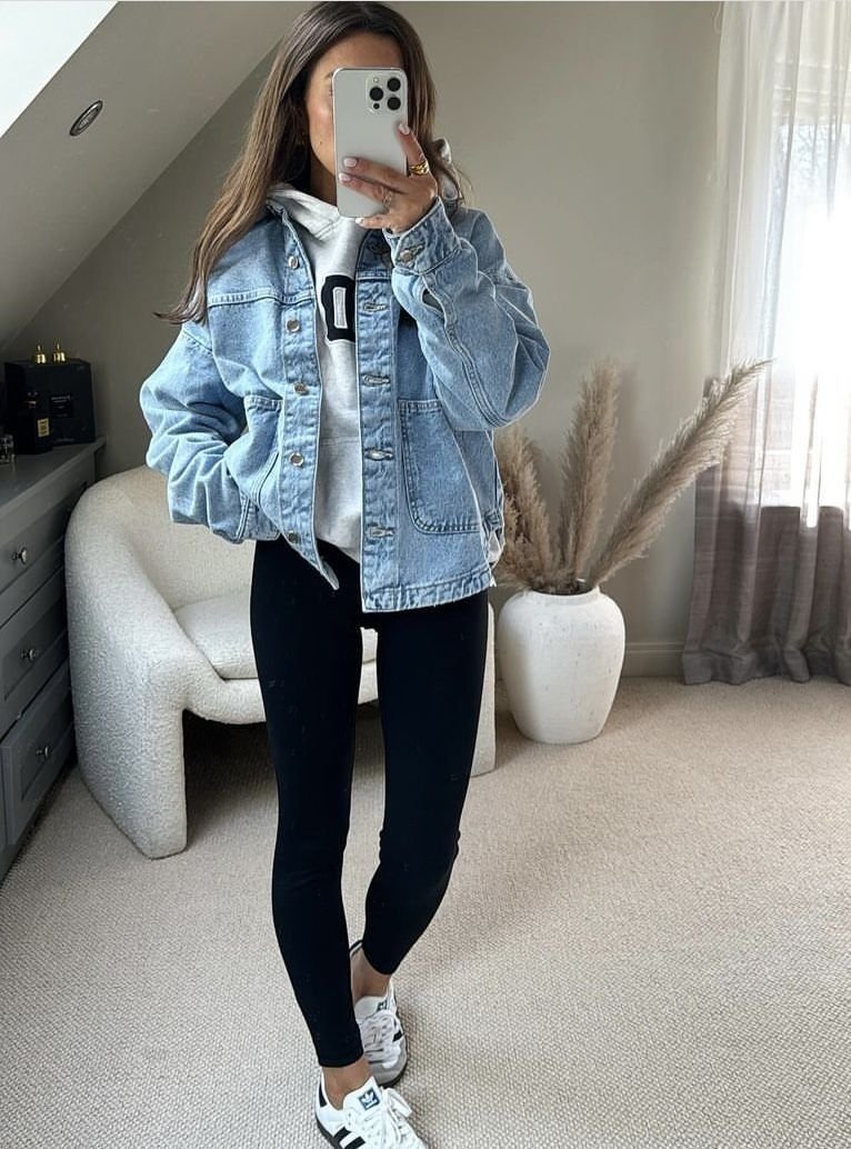 Denim Jacket Hoodie Leggings