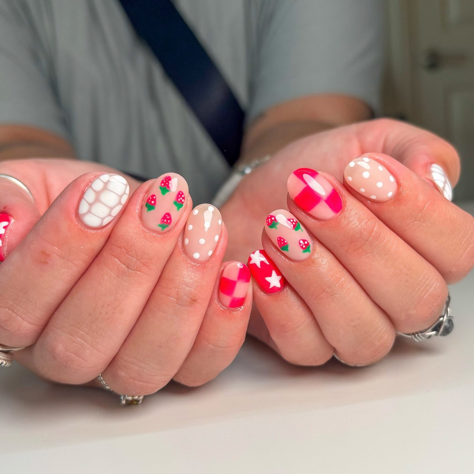 Strawberry Gingham Mixed Prints