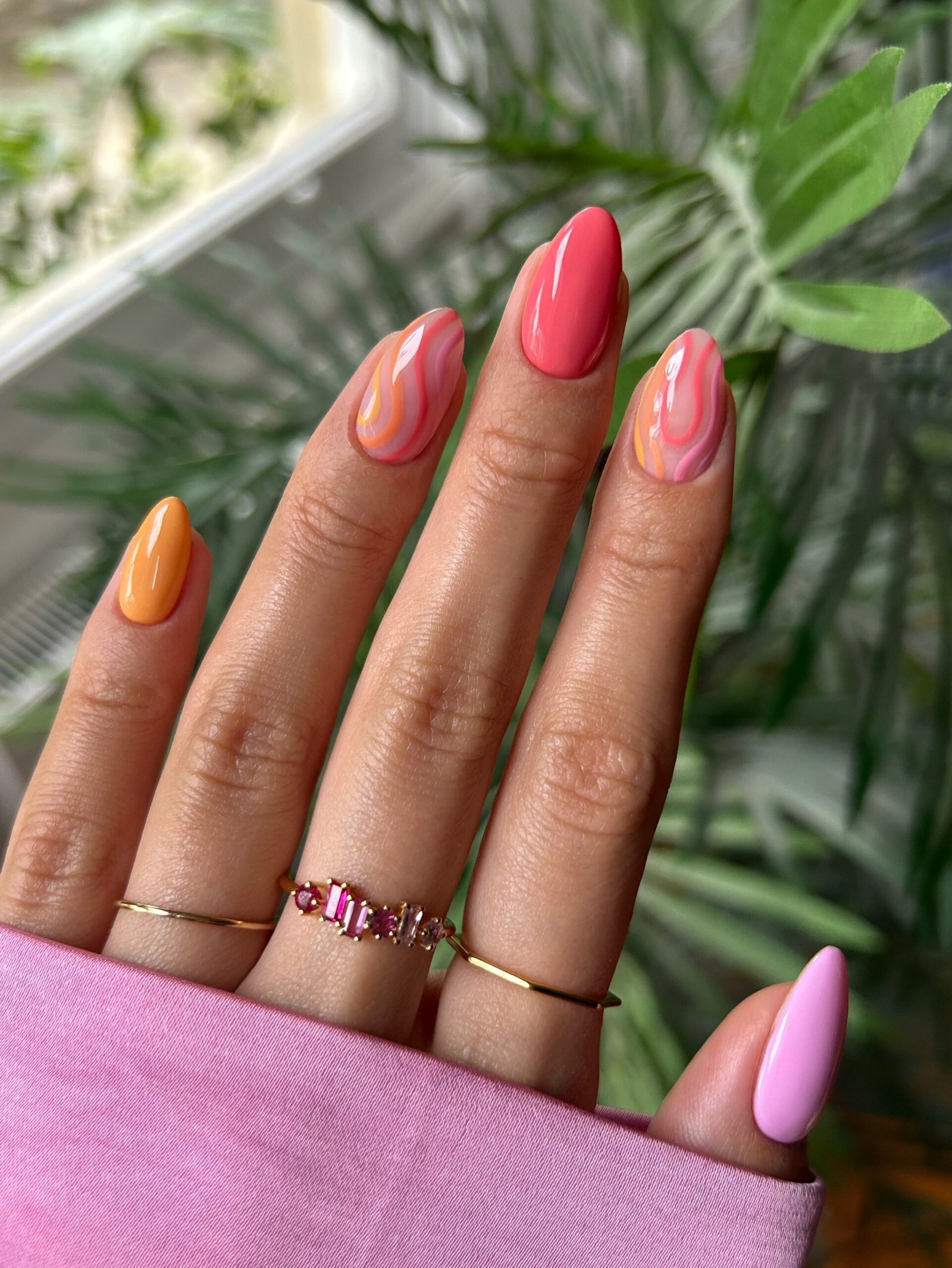Coral Pink Orange Swirls
