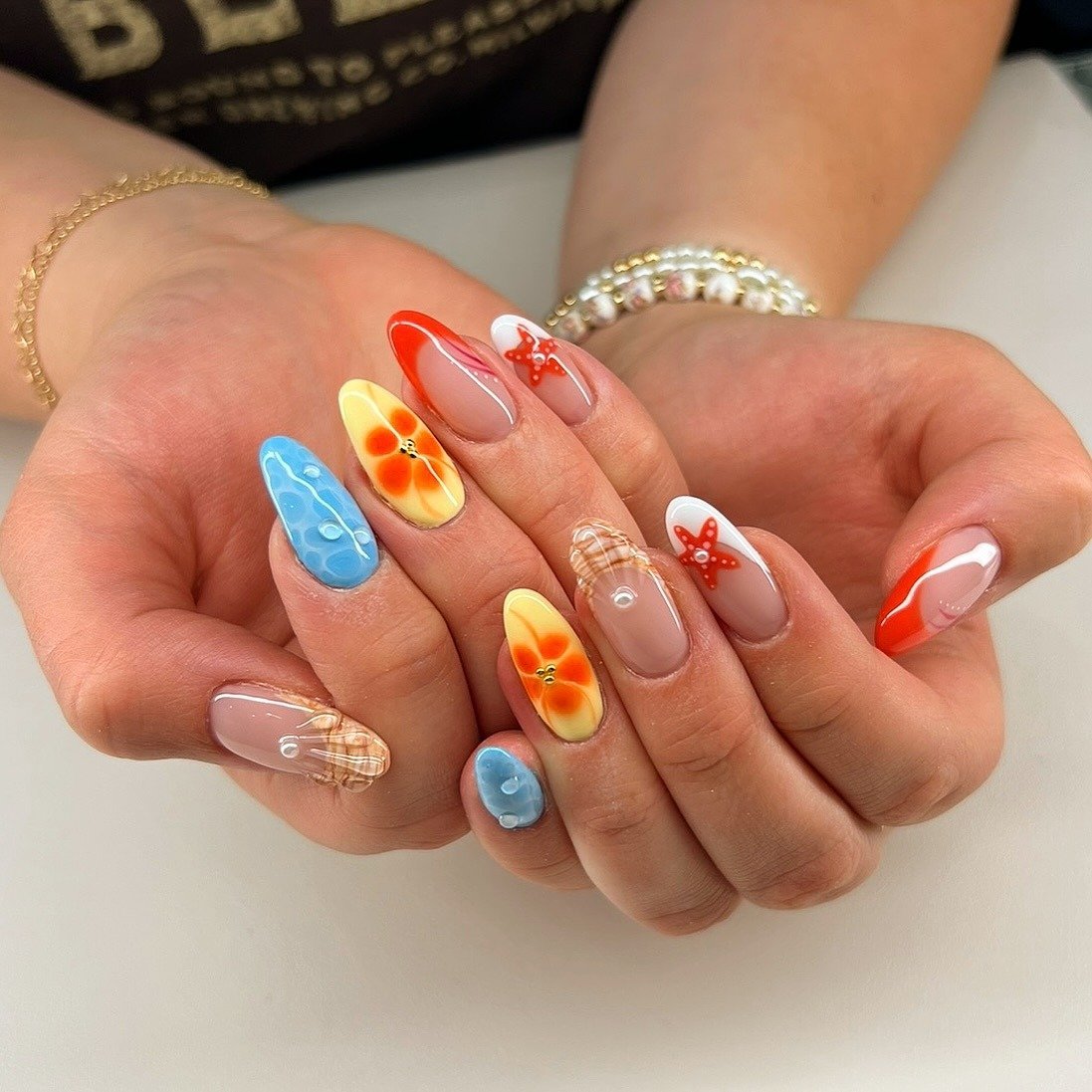 Bold Beach Mismatched Nails